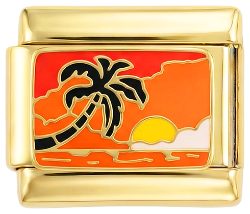 Sunset with Palm Tree on Gold - Sunset-with-Palm-Tree-on-Gold.png