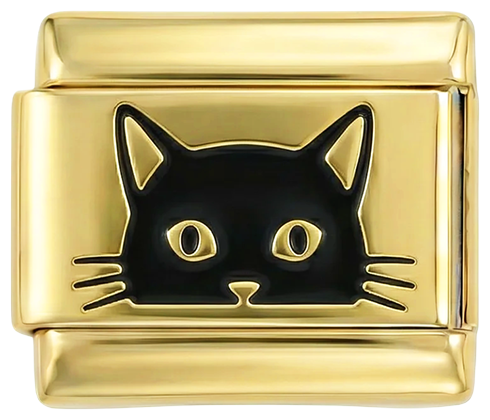 Gezicht van zwarte kat op goud