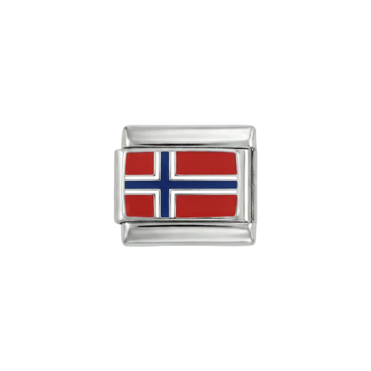 Norway Flag, on Silver