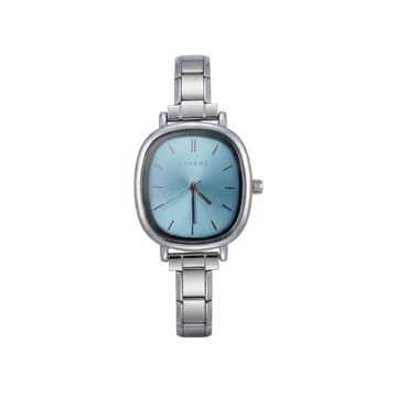 Capri-horloge zilver – uitvoering met blauwe wijzerplaat