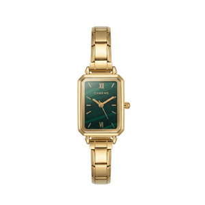 Como-horloge goud – uitvoering met smaragdgroene wijzerplaat