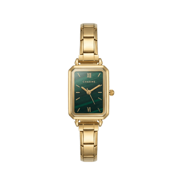 Como-horloge goud – uitvoering met smaragdgroene wijzerplaat