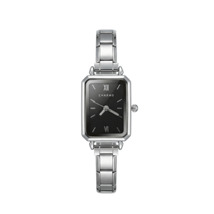 Como-horloge zilver – uitvoering met zwarte wijzerplaat
