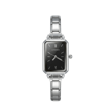 Como-horloge zilver – uitvoering met zwarte wijzerplaat