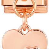 Dubbel hart met paarse stenen in roségoud