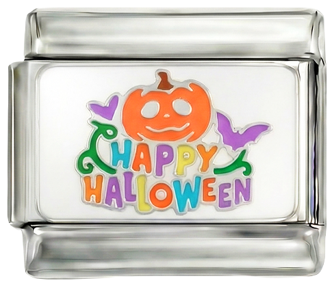 Nog toe te voegen - Fijne Halloween met pompoen op zilver