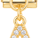 Letter A met stenen, hangend, op goud
