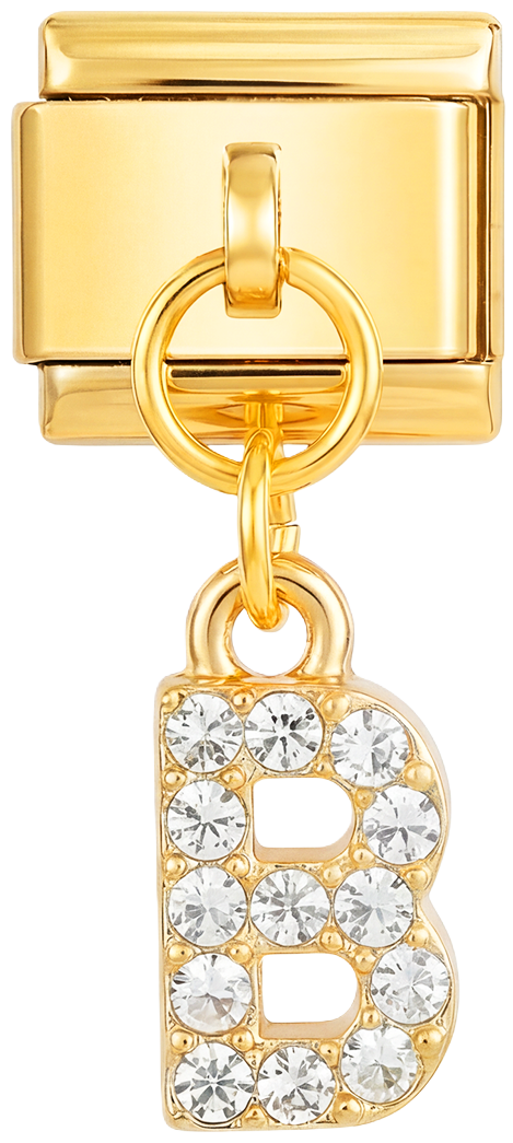 Gouden hanger met letter B en stenen