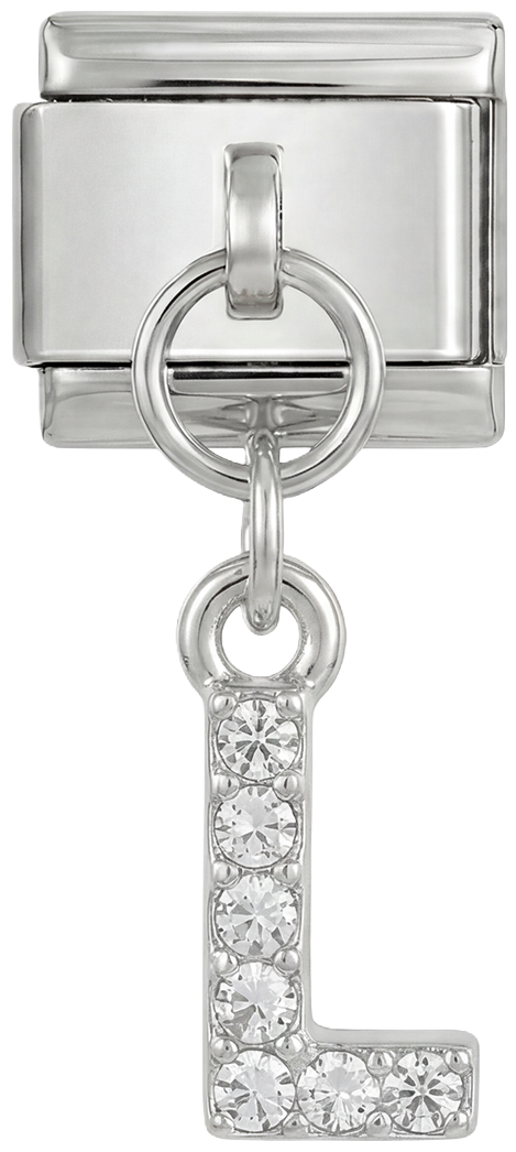 Letter L with stones, Hanging, on Silver - Letter-L-with-stones-hanging-on-silver.png