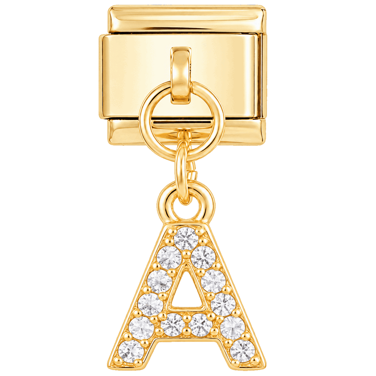 Letter A with stones, Hanging, on Gold