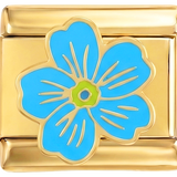 Nog toe te voegen - lichtblauwe bloem op goud