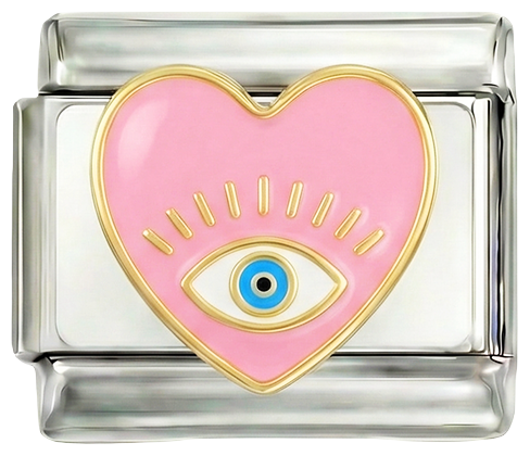 Roze hart met oog op zilver