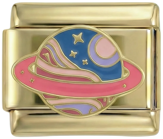 Pink and Blue Saturn with Stars on Gold - Pink-and-blue-saturn-with-stars-on-Gold.png