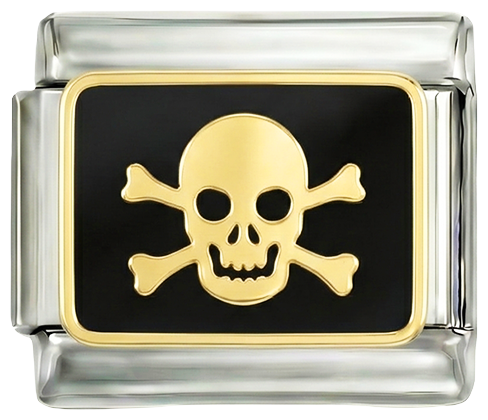 Nog toe te voegen - Doodskop met gekruiste beenderen op zilver