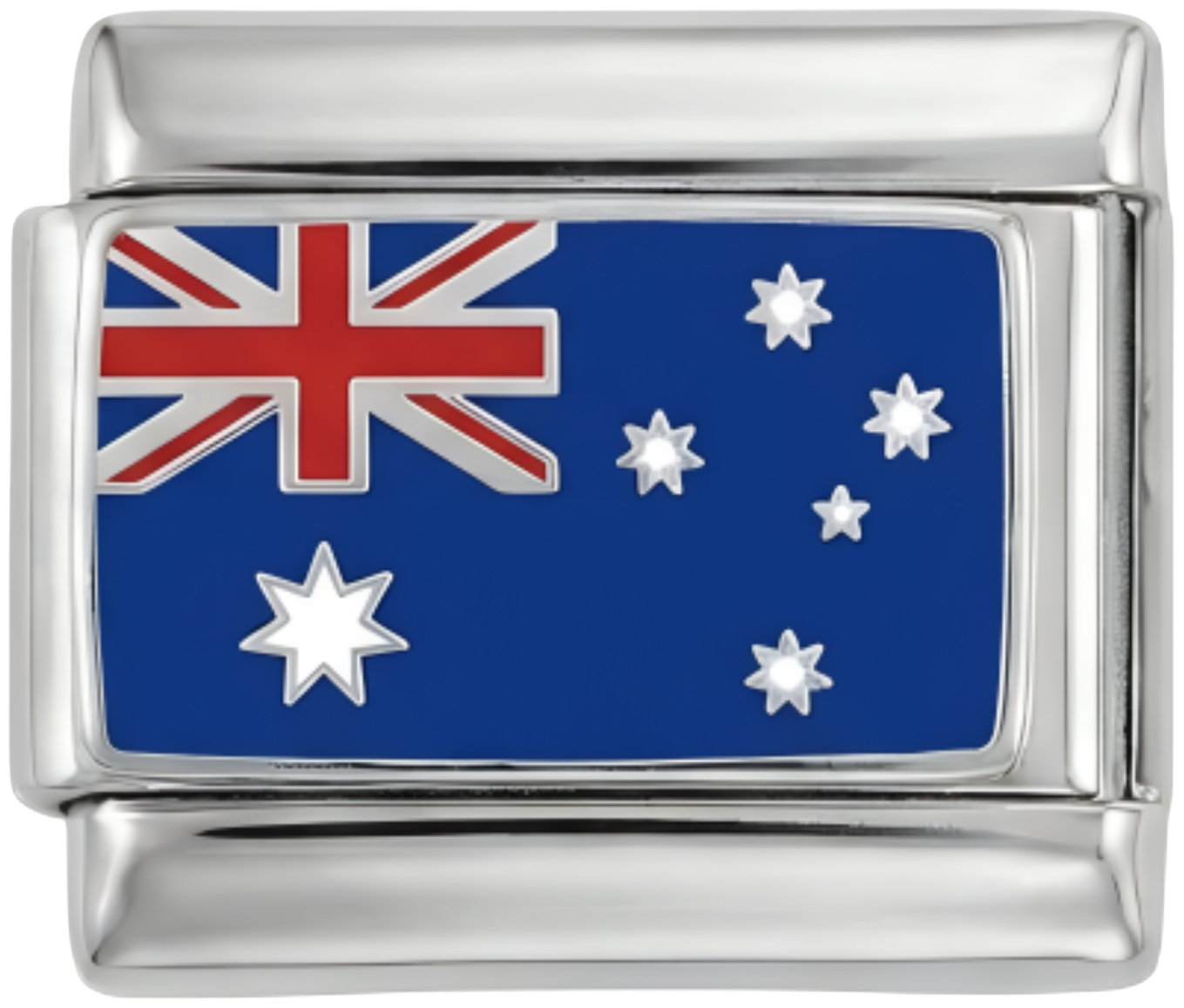 Australia Flag, on Silver