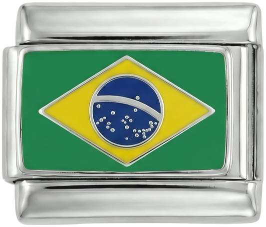 Brazil Flag, on Silver