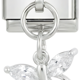 Libelle met kristallen op zilver