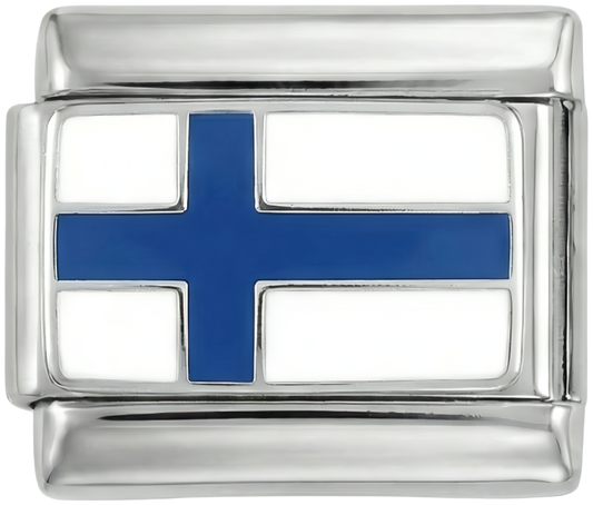 Finland Flag, on Silver - finland-flag-on-silver.png