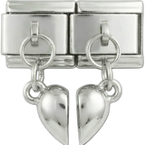 Massief hart op dubbele Charms, hangend aan zilver