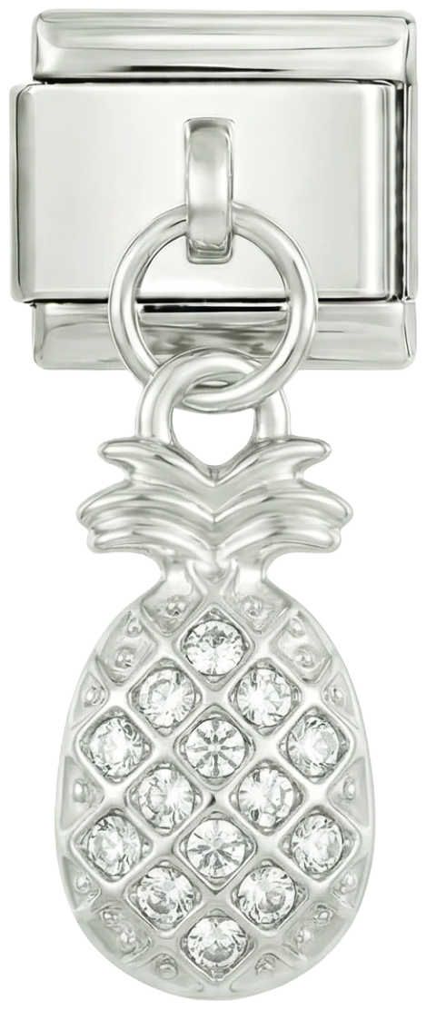 Ananas met stenen, op zilver