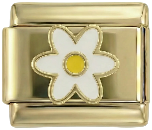 White Daisy and Her Yellow Heart in Gold - white-daisy-and-her-yellow-heart-in-gold.png